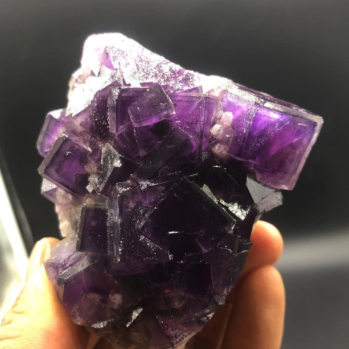316g Natural Inner Mongolia red shops purple cube fluorite crystal specimens #Q573