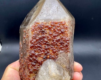 Rare Smoky quartz Spessartine crystal RARE garnet Crystal Specimen#A1991