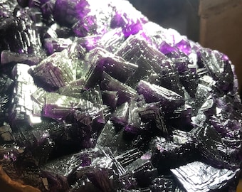 490g purple fluorite ,Natural High quality polyhedron purple fluorite crystal specimens #Q161