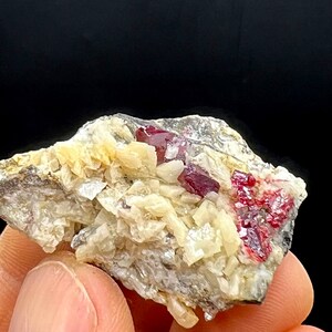 CINNABAR, Natural Gem CINNABAR White Dolomite Mineral Specimen924 image 8