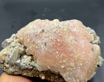 High quality Natural Pink calcite & garnet crystal rare Mineral specimen#2047