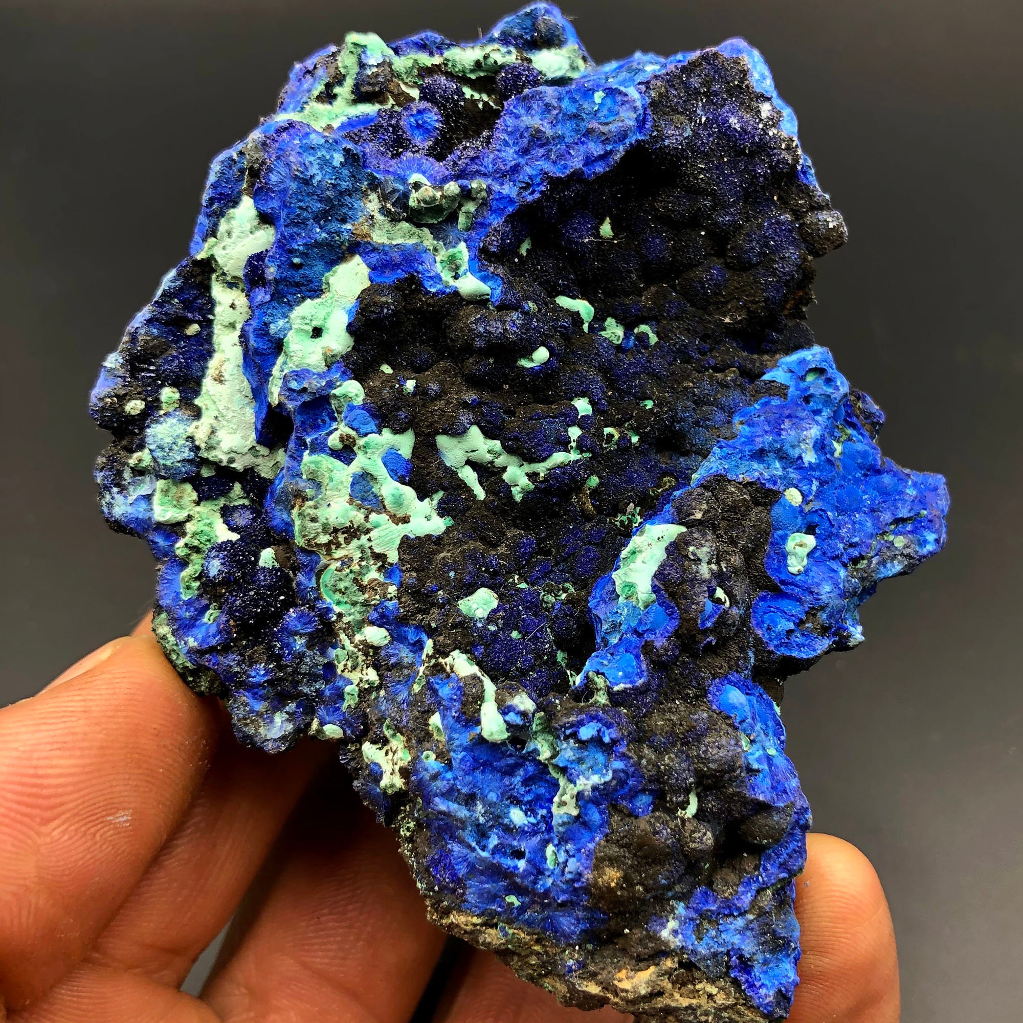 天然アズライト、美しい青いアズライトグリーンマラカイト鉱物標本