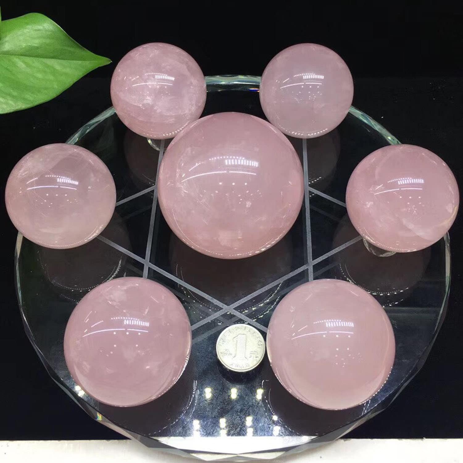 Natural Pink Rose Quartz Crystal Ball, Seven Star Array - Etsy UK