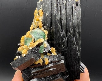 Excellent Rare &quot; tourmaline &quot; Natural Tourmaline fluorite mica Mineral Specimen #A2131