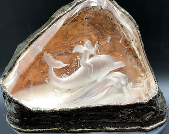 Beautiful handcrafted carving, angel inner handcrafted carving angel dolphins Quartz Healing #568