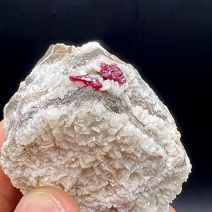 CINNABAR, Natural Gem CINNABAR White Dolomite Mineral Specimen#936