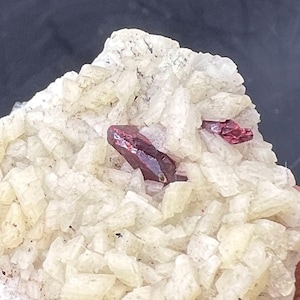 CINNABAR, Natural Gem CINNABAR White Dolomite Mineral Specimen#Q756