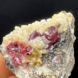 CINNABAR, Natural Gem CINNABAR White Dolomite Mineral Specimen924 image 10