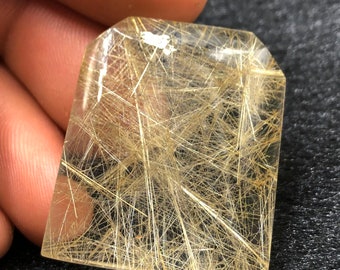Kristalhelder goud rutielkristal, gouden rutielkwarts hanger, Chakra steen, #296