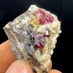 CINNABAR, Natural Gem CINNABAR White Dolomite Mineral Specimen924 image 3