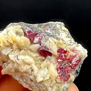 CINNABAR, Natural Gem CINNABAR White Dolomite Mineral Specimen924 image 4