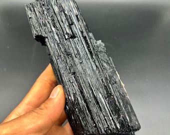 Natural black gemstone tourmaline, Brazilian tourmaline specimen #Q672