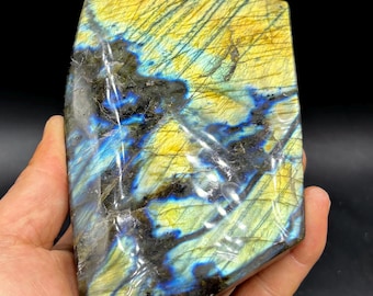 Natuurlijk mineraal labradoriet, blauwe flitssteen # 2592