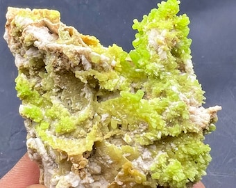 High quality Natural Green Pyromorphite Crystal Cluster Matrix Mineral Specimen #Q1004