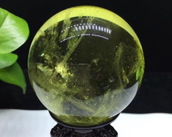 AAAA+++ Yellow crystal Ball ~~  Natural Pretty Crystal Ball Rare Yellow Quartz ball