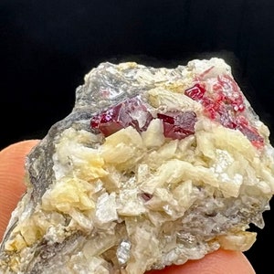 CINNABAR, Natural Gem CINNABAR White Dolomite Mineral Specimen924 image 6