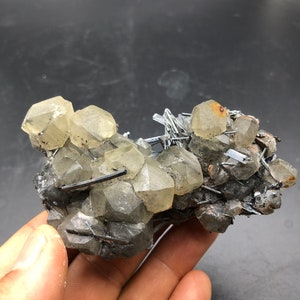 High quality Natural Stibnite minerals shining bright color stibnite & quartz crystal calcite  #Q639