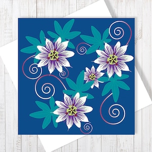 Carte de voeux fleur de la passion vierge à l'intérieur