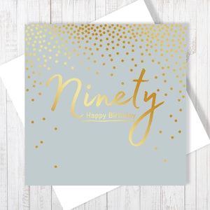 Happy 90th Birthday Card With Elegant Gold Foiling