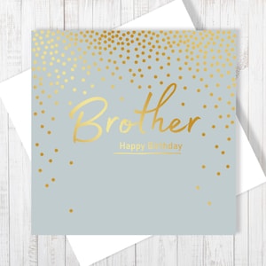 Tarjeta de feliz cumpleaños para hermano con estampado dorado