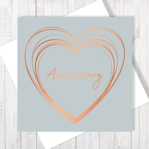 Tarjeta de aniversario con estampado de cobre