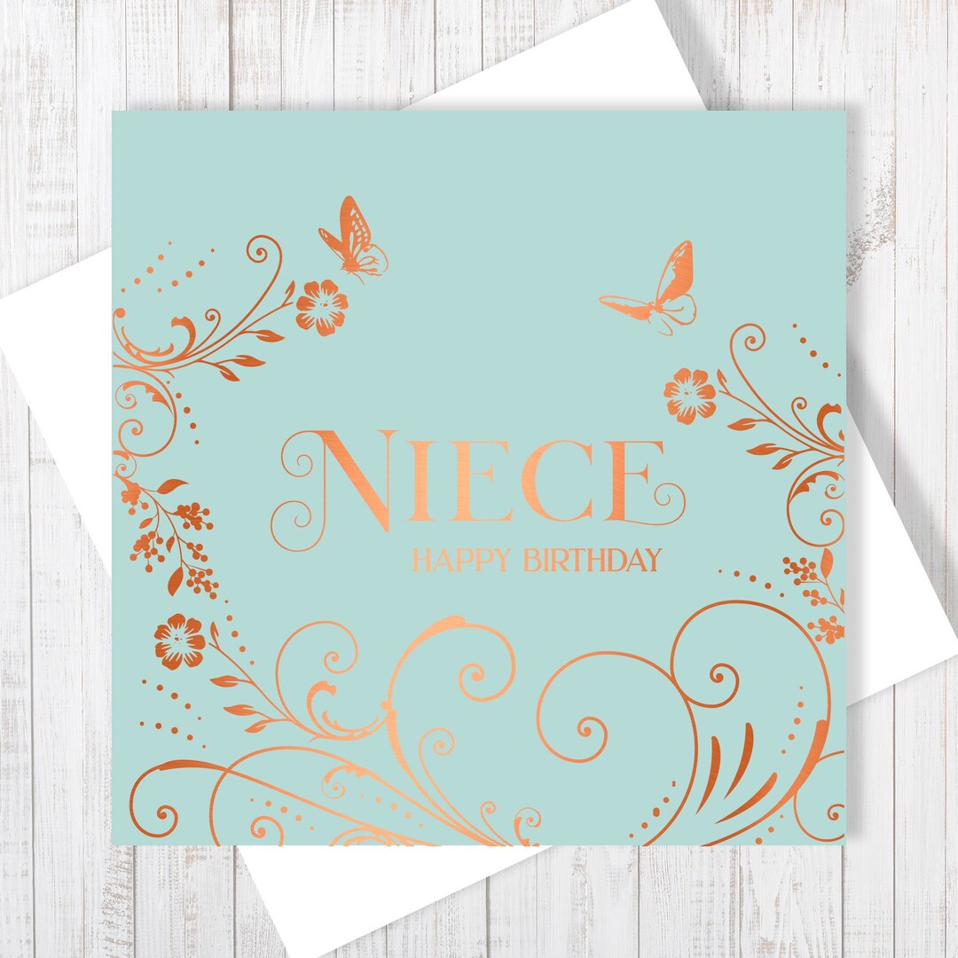 Niece Happy Birthday Card With Copper Foiling - Etsy