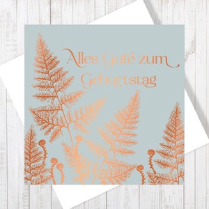 Alles Gute zum Geburtstag | Duitse gelukkige verjaardagskaart met varens en goudfolie