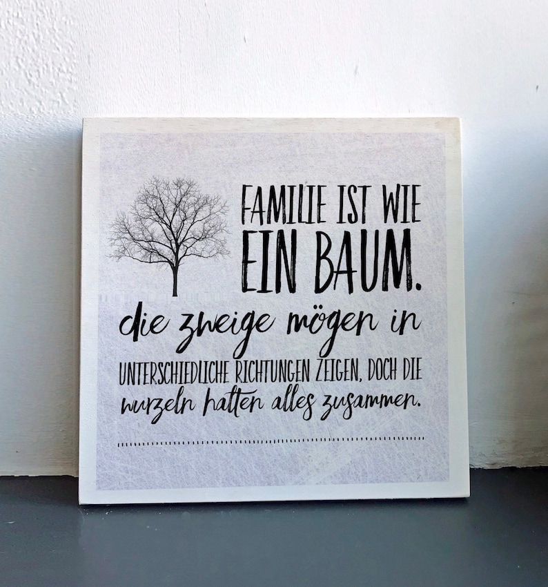 Wooden picture, print on wood Family is like a tree. The branches may point in different directions. Gift mother wooden sign image 1