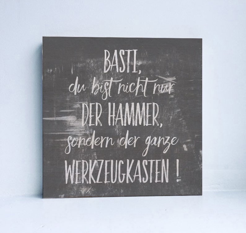 Holzbild Geschenk zum Vatertag Papa du bist nicht nur der Hammer, sondern der ganze Werkzeugkasten. Bild Schild Holz Baba Name Bild 3