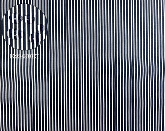 Coated cotton fabric with stripes dark blue white