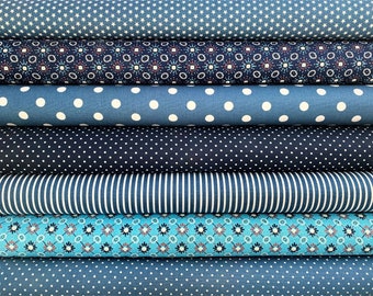 Paquet de tissus « Paula » / tissus en coton au mètre motif graphique pour petits et grands design Emma Spark du Bonheur bleu