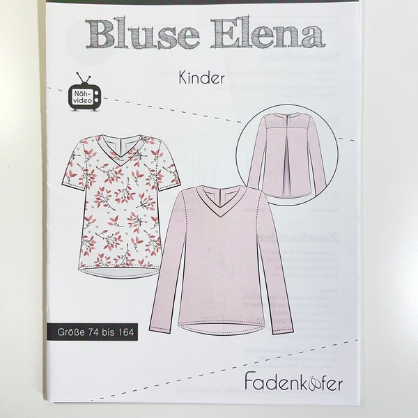 Schnittmuster Fadenkäfer Bluse Elena für Kinder Gr. 74 - 164 / Nähanleitung und Papierschnittmuster Bluse / Hemd einschl. Videoanleitung