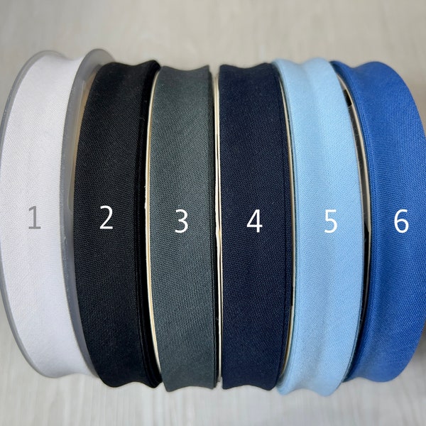 Schrägband Einfassband 20 mm aus Baumwolle Batist in unifarben rot, rosa, blau, grün, grau, schwarz, weiß, ocker, senfgelb, mint