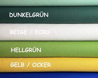 Tissu en toile, tissu en coton uni, tissu de sac en vert, beige, sable, bleu, ocre, jaune