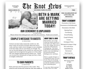 Unique Newspaper Wedding Program | The Knot News