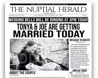 Wedding Program| Newspaper |The Nuptial Herald | Personalized