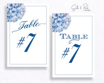 Table No. Card | Hydrangea Collection | Editable | DIY | Wedding