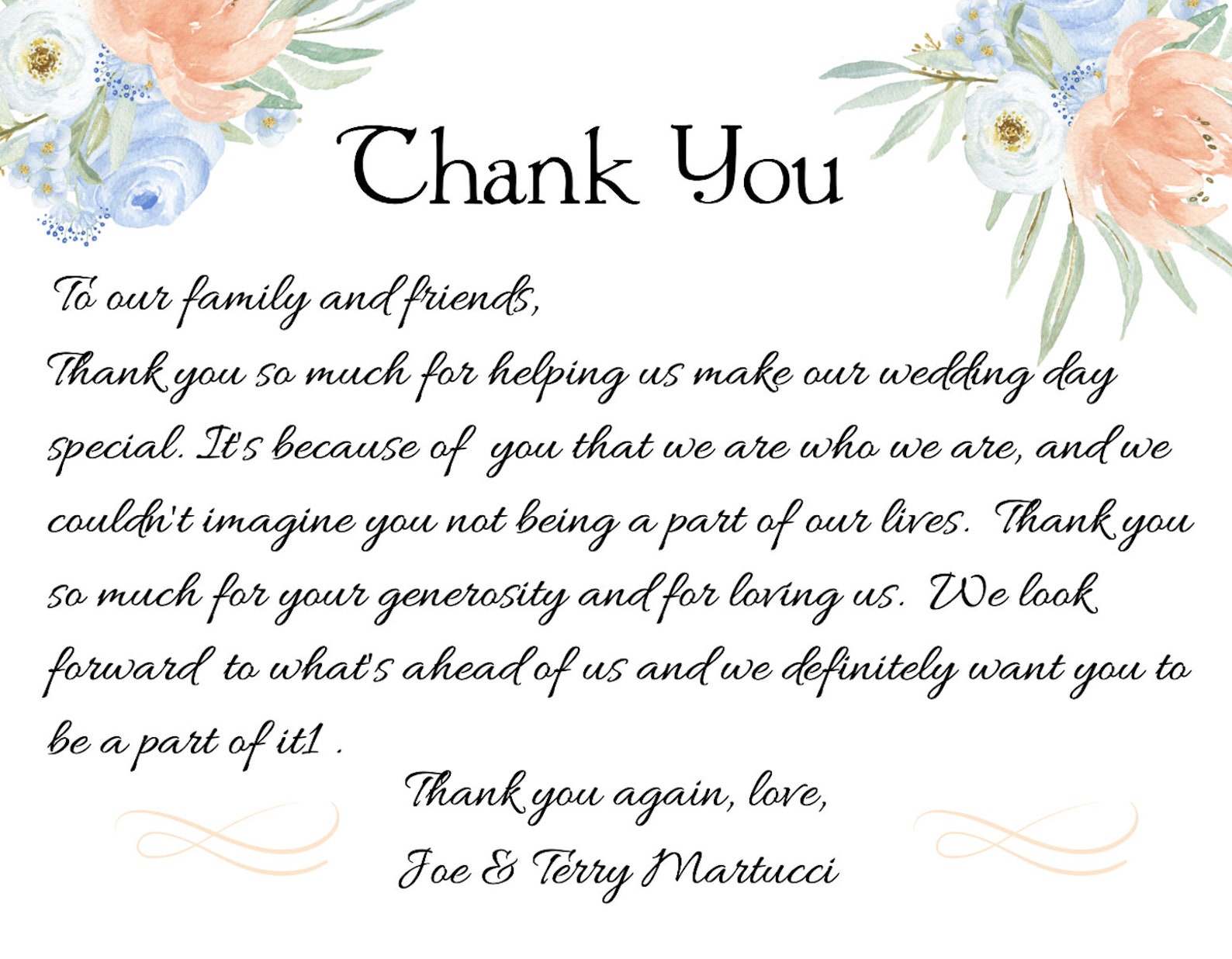 Thank You Card. Wedding Thank You Generic Thank You Etsy
