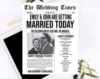 Newspaper Wedding Program: Unique Chic Design (Digital Download)