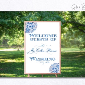 Hotel Wedding Welcome Sign | Hydrangea Collection | 24x36