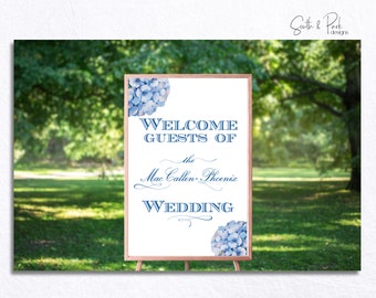 Hotel Wedding Welcome Sign | Hydrangea Collection | 24x36