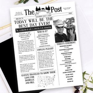 Programa de boda en formato periódico exclusivo inspirado en el país / The Wedding Post / Plantilla