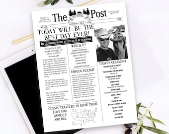 Country Inspired Unique Newspaper Wedding Program | The Wedding Post | Template