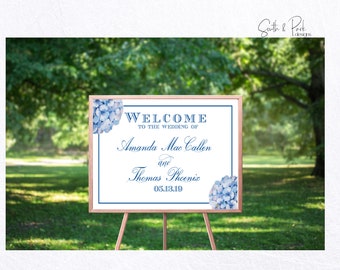 Gorgeous Hydrangea Wedding Welcome Sign | Hydrangea Collection | 24x36