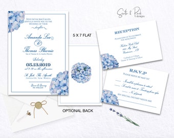 WEDDING INVITATION | Hydrangea Collection | DIY Template | Editable