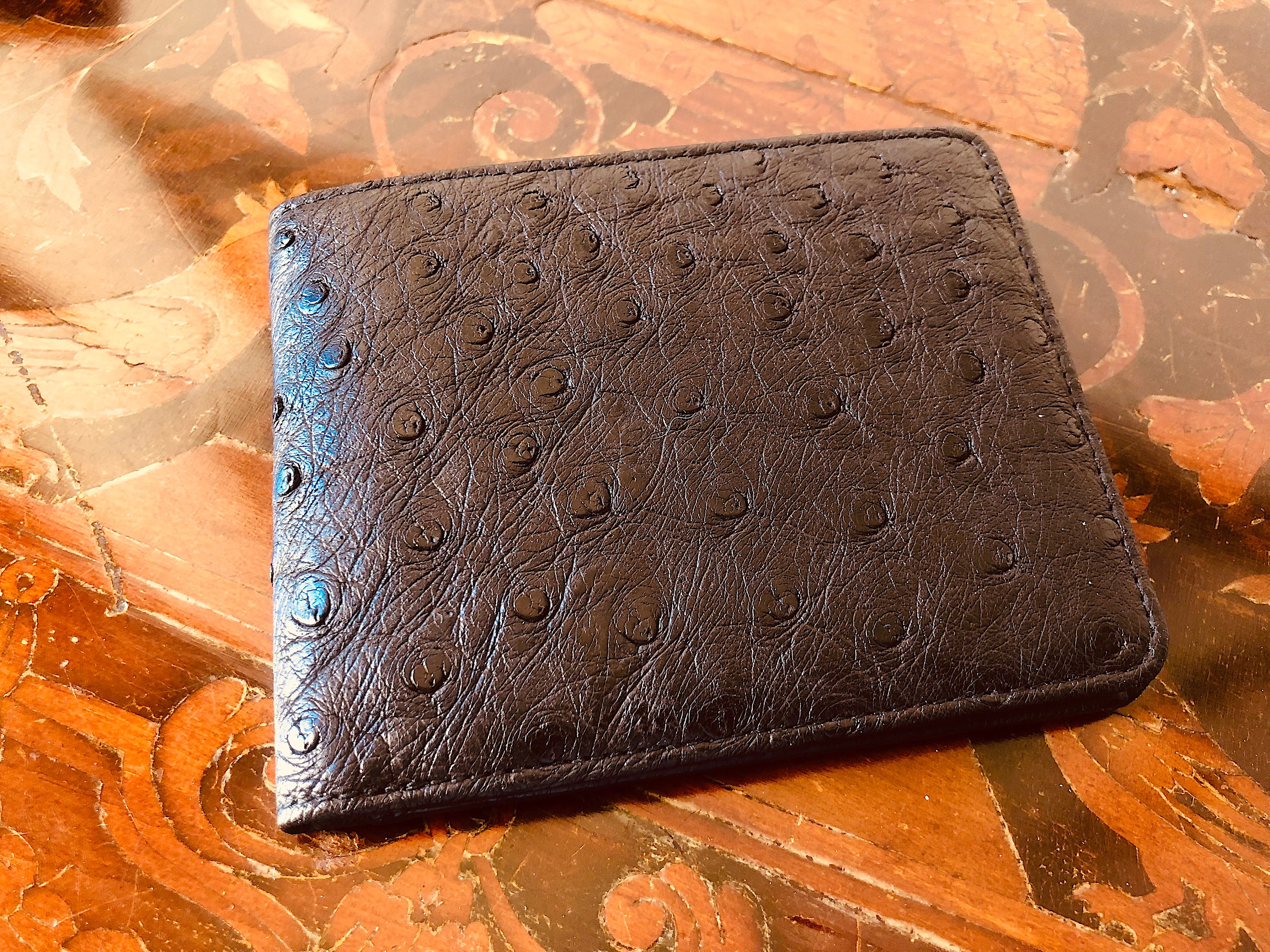 Vintage Ostrich Wallet was made in Italy about 1980.The new Etsy