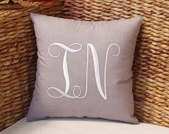 30% OFF Personalized Initial Letter Embroidered Pillow, Birthday Gift, Anniversary, Wedding Gift, Monogram Pillow, Custom Stitched Pillow