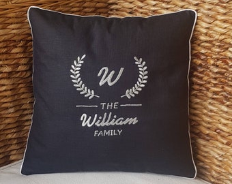 30%SALE Family Name Pillow, Embroidered, Personalized Last Name Pillow,Birthday Gift, wedding Gift, Dorm Decor, Monogram, Decorative Initias