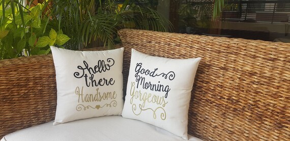 50 Sale His Hers Embroidered Pillows Good Morning Etsy
