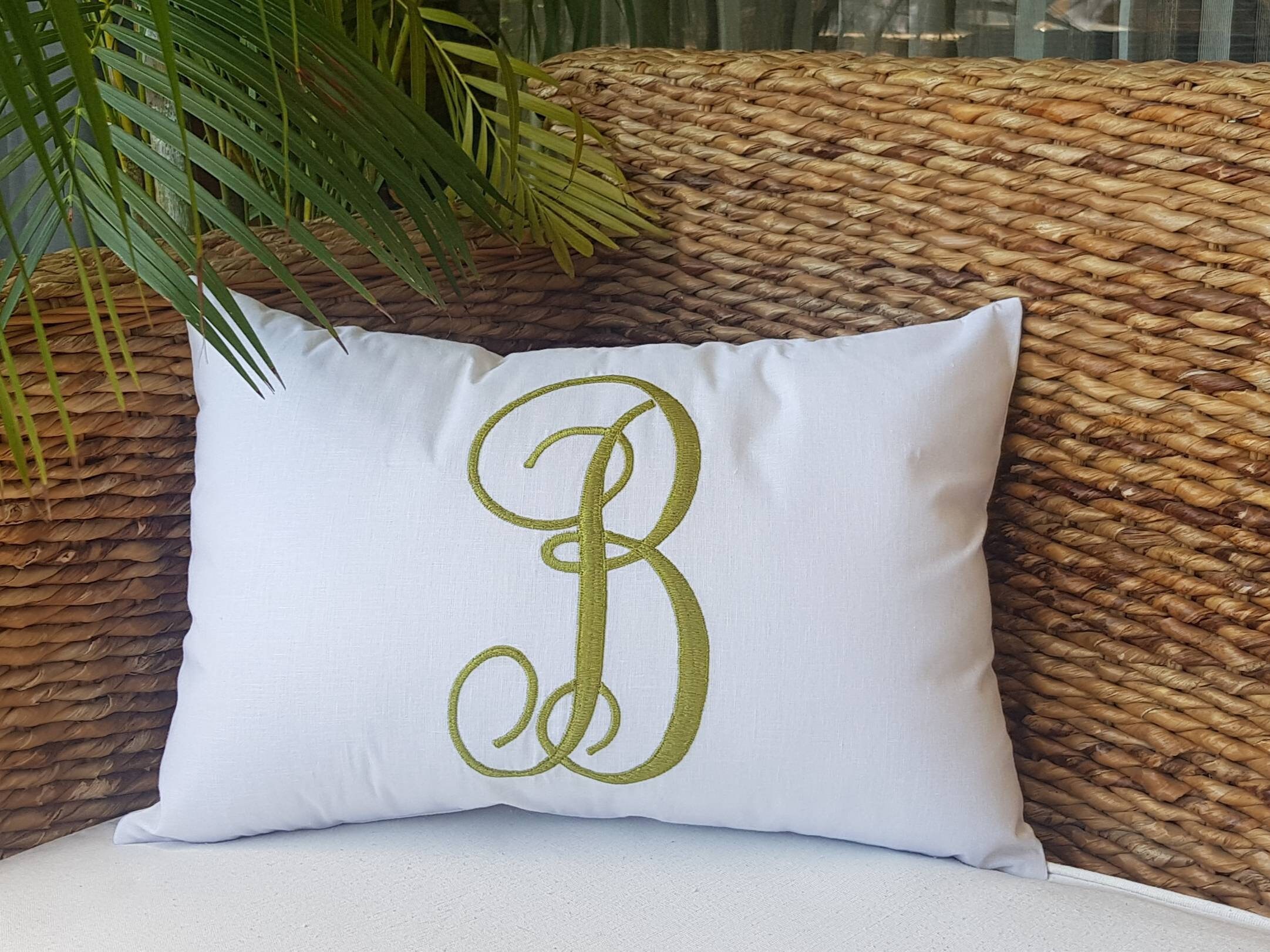 embroidered initial pillows